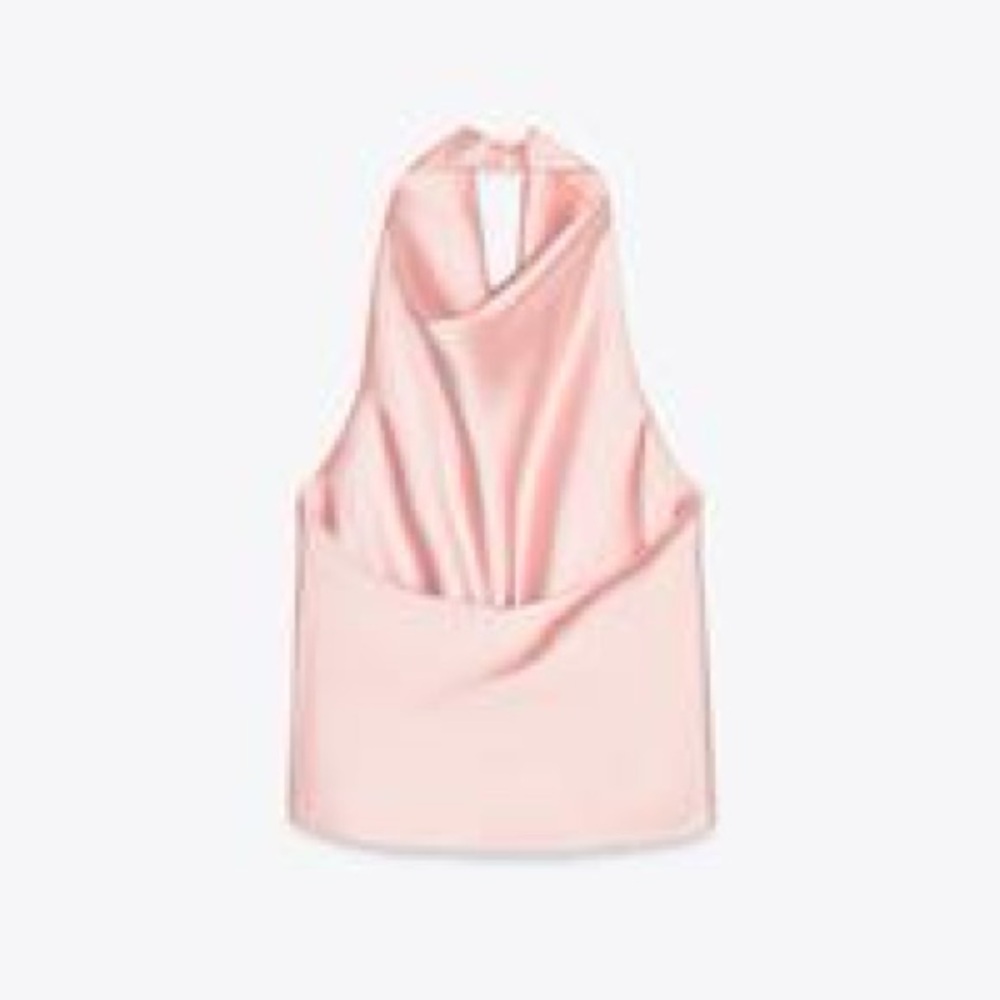 Pink Satin Halter Top